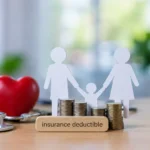 Insurance deductible concept with financial protection and policy documents.