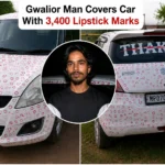 Gwalior car covered with thousands of lipstick marks