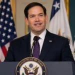 Marco Rubio speaking at the U.S. Department of State