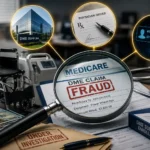 Medicare DME fraud investigation showing false claims, medical equipment suppliers, physician orders and beneficiary identification data