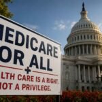 Medicare for All sign in front of the U.S. Capitol