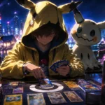 Pokémon Wild Card 2027 movie teaser featuring Mimikyu and a Pokémon TCG player