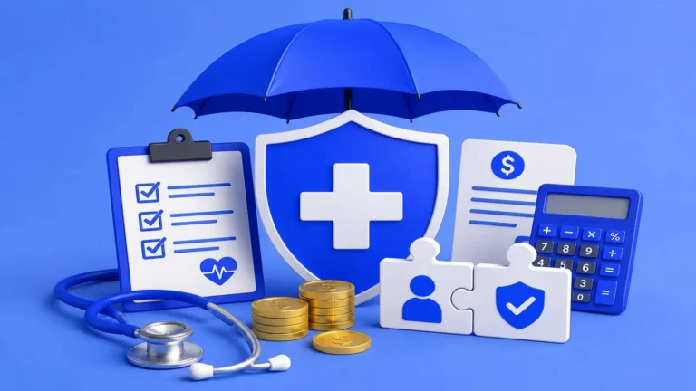 Illustration explaining how coinsurance works in health insurance after the deductible, showing cost-sharing between the policyholder and the insurance company with a real example.