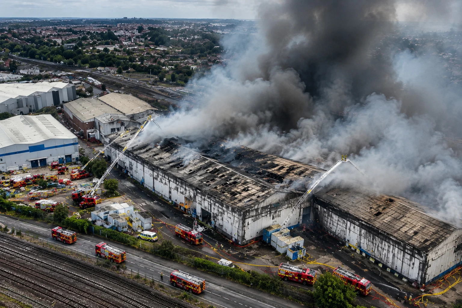 Major fire at a waste facility near Wembley Stadium in north-west London